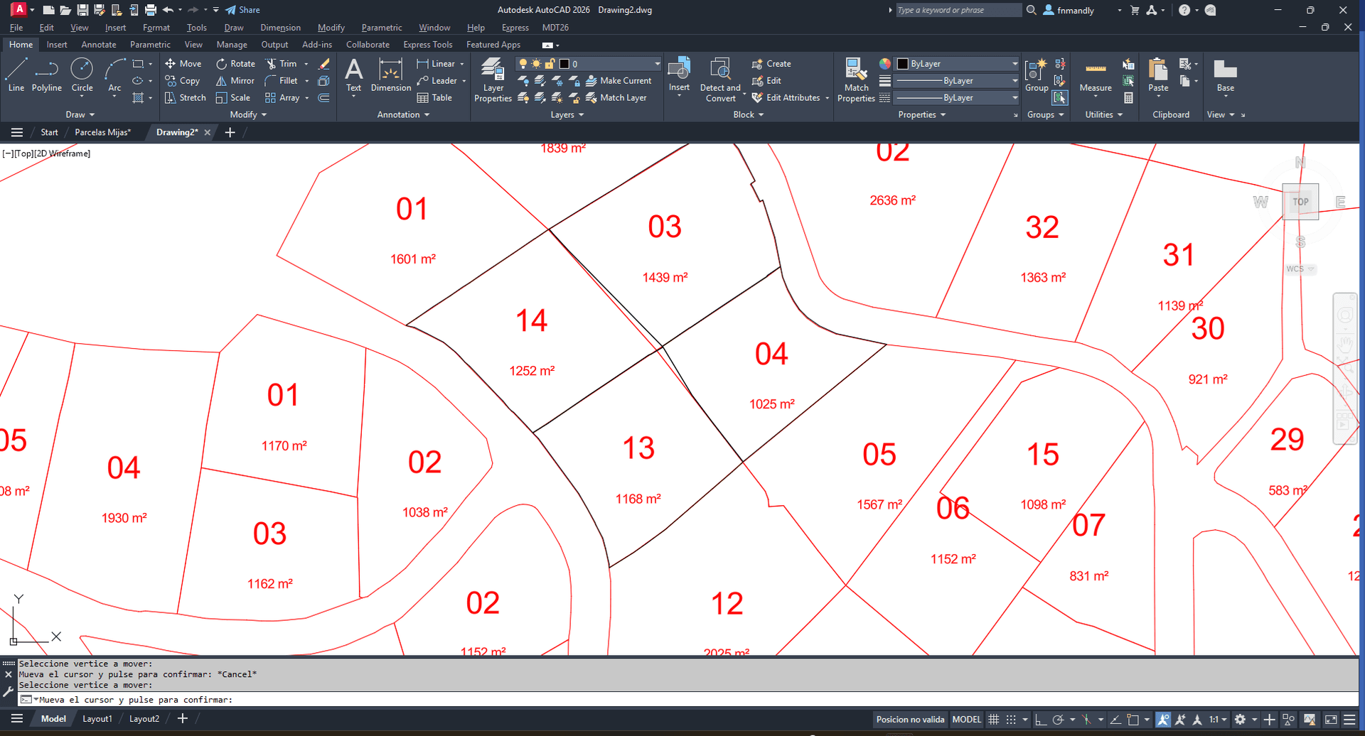 Interactive parcel vertex editing