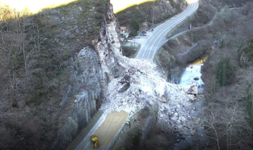 Emergency work for road landslide
