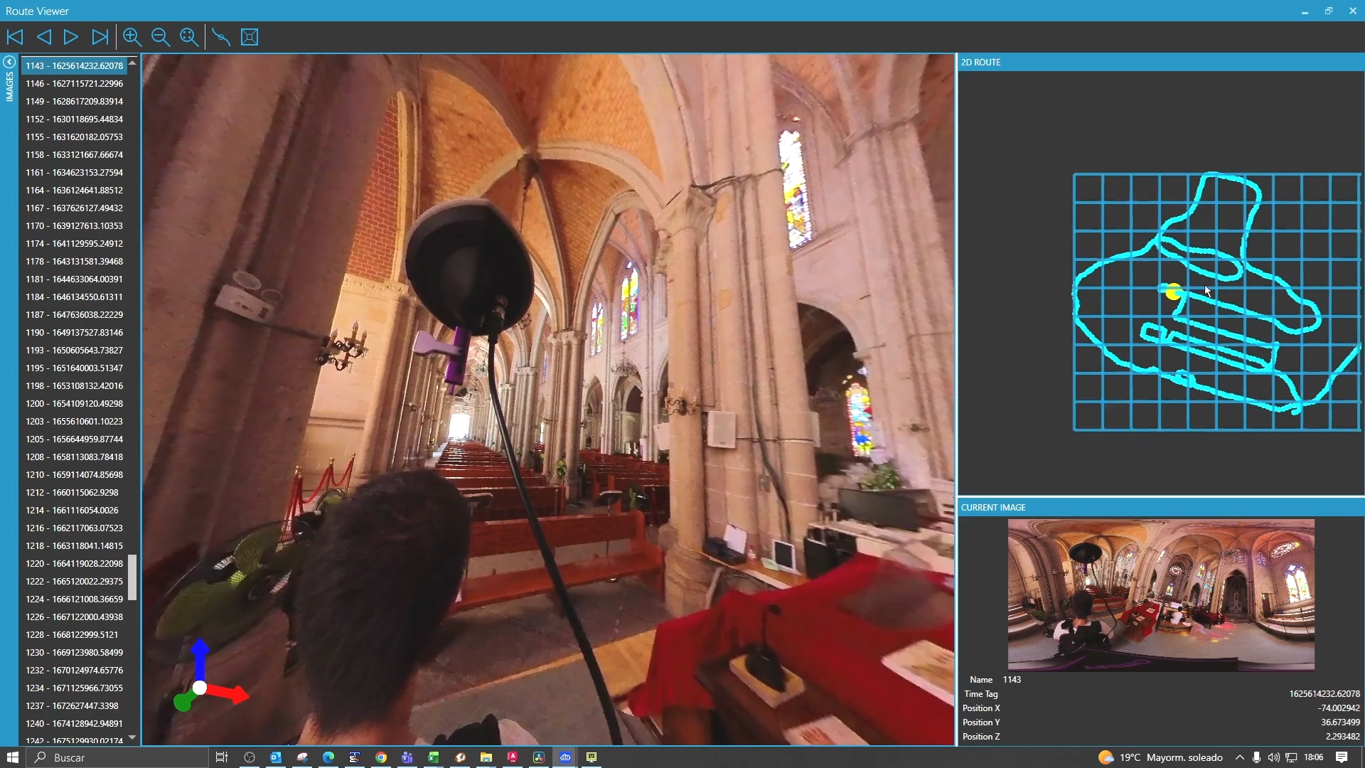Interior with 3D trajectory